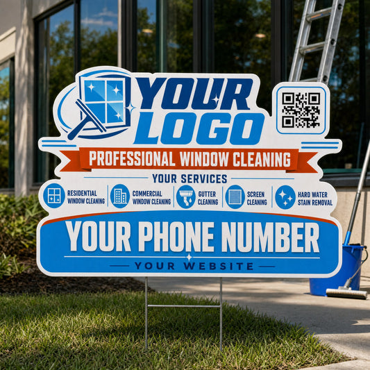 YWCC008 - Orange Pane Pro - Classic Yard Sign for Window Cleaning | Custom Corrugated Sign with H-Stake