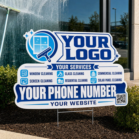 YWCC011 - Sky Circle Clean - Classic Yard Sign for Window Cleaning | Custom Corrugated Sign with H-Stake