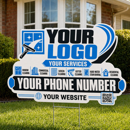 YWCC018 - Clean Blue Streak - Classic Yard Sign for Window Cleaning | Custom Corrugated Sign with H-Stake