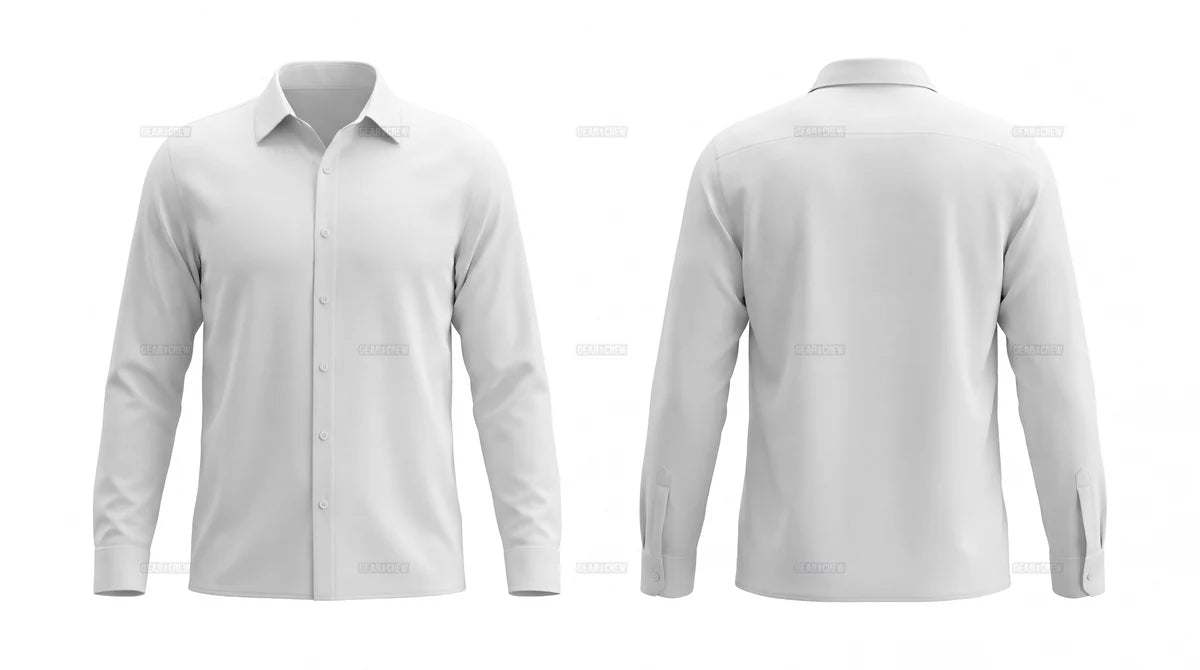 Hawaiian long sleeve shirt fit — front and back view