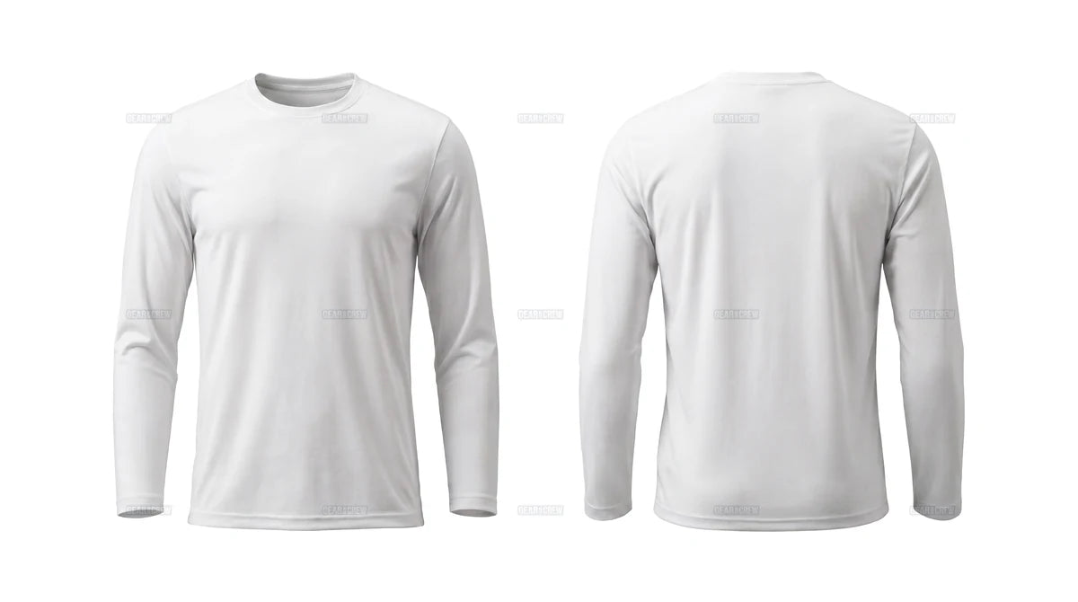 Long sleeve shirt fit — front and back view
